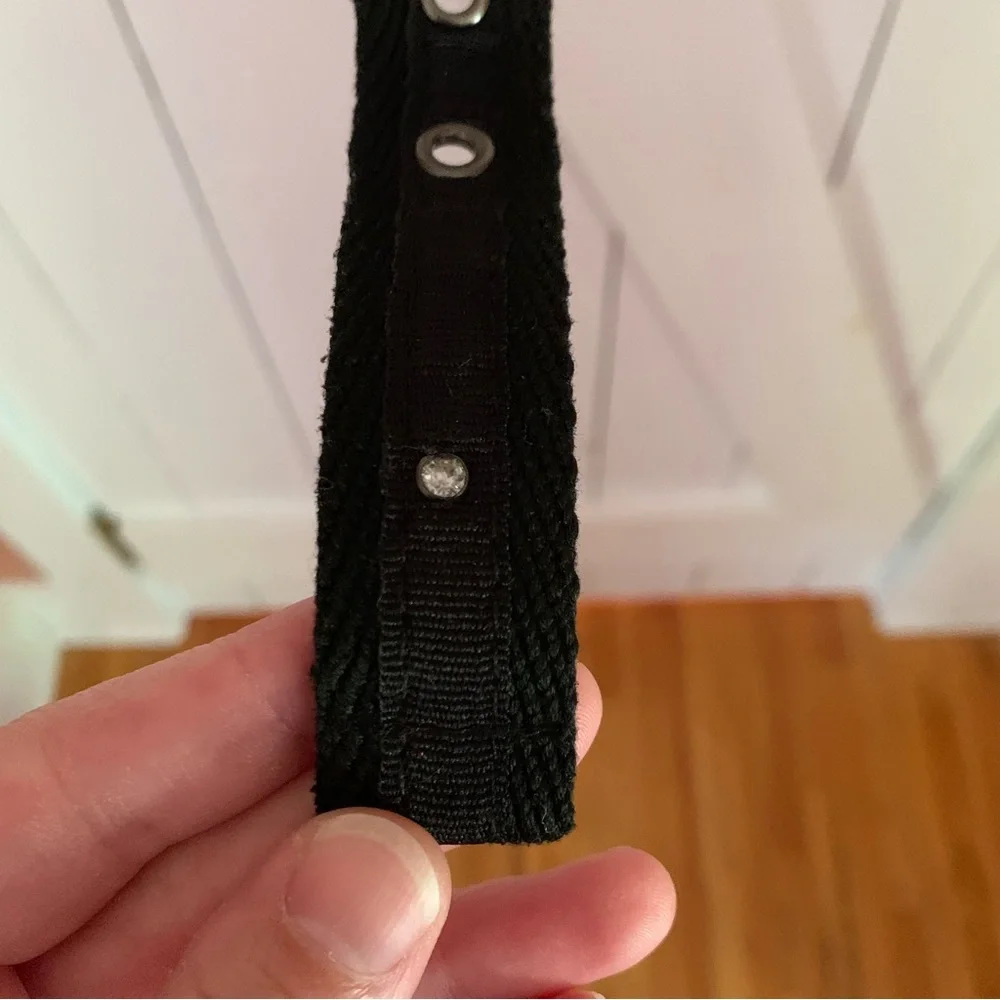 Girl's Black Belt Adjustable Size 6X Rhinestones Gunmetal Color Hardware